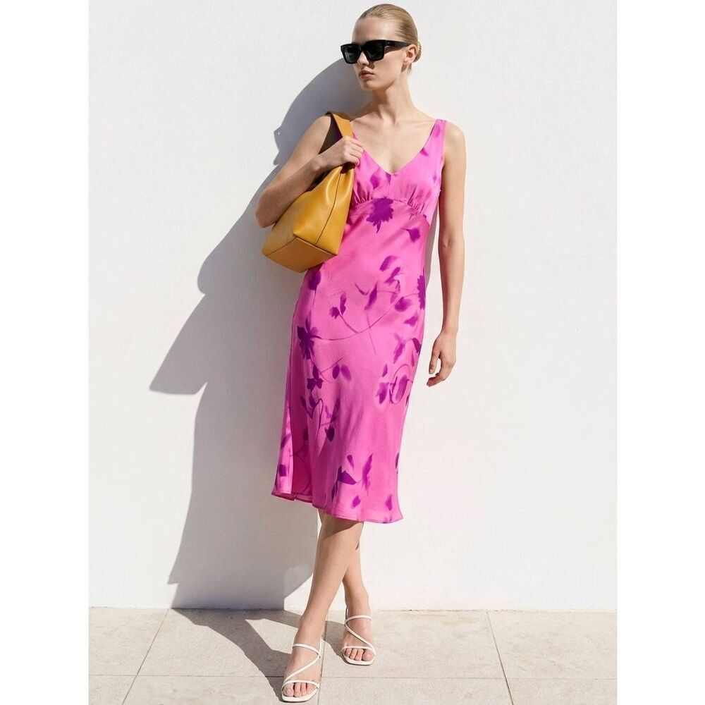 🔹️Vintage Tahari Fuchsia Tie Dye Silk Sleeveless Dress Size 8